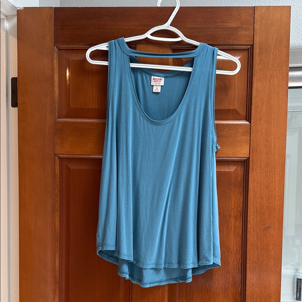 Madewell Blue Asymmetrical Sleeveless Tank Top